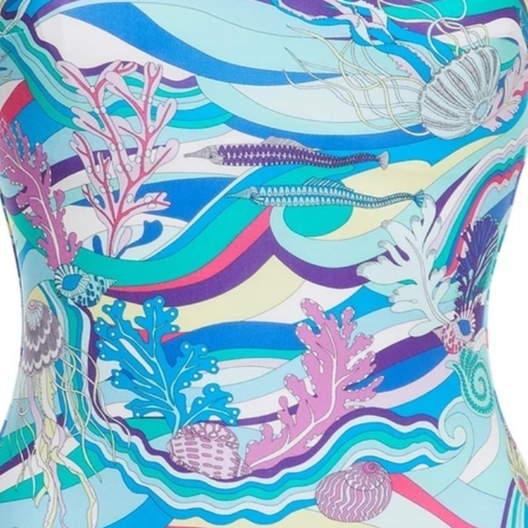 - Maison LEJABY Aquatic Print One Piece Bathing Suit in Sz L /38-B - Picture 2 of 8
